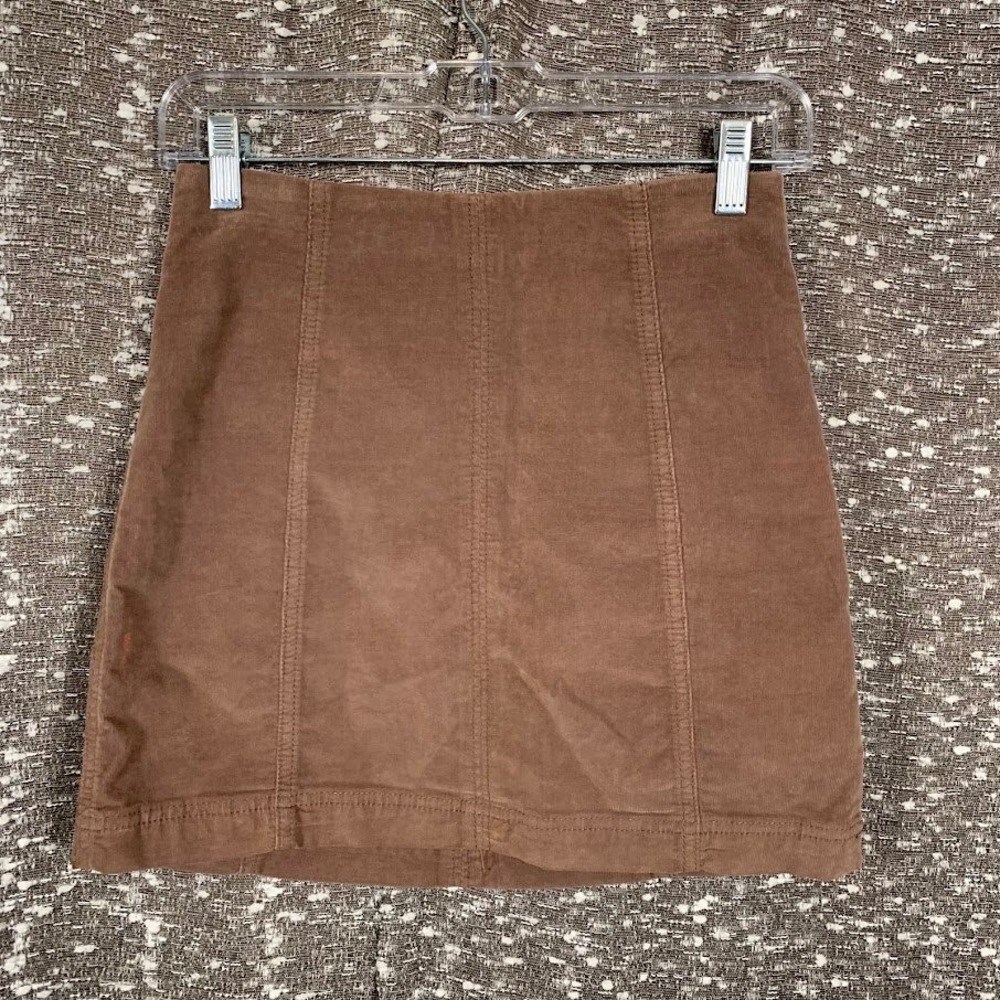 Free People Modern Femme Corduroy Mini Skirt Brown Boho Preppy Women's 0